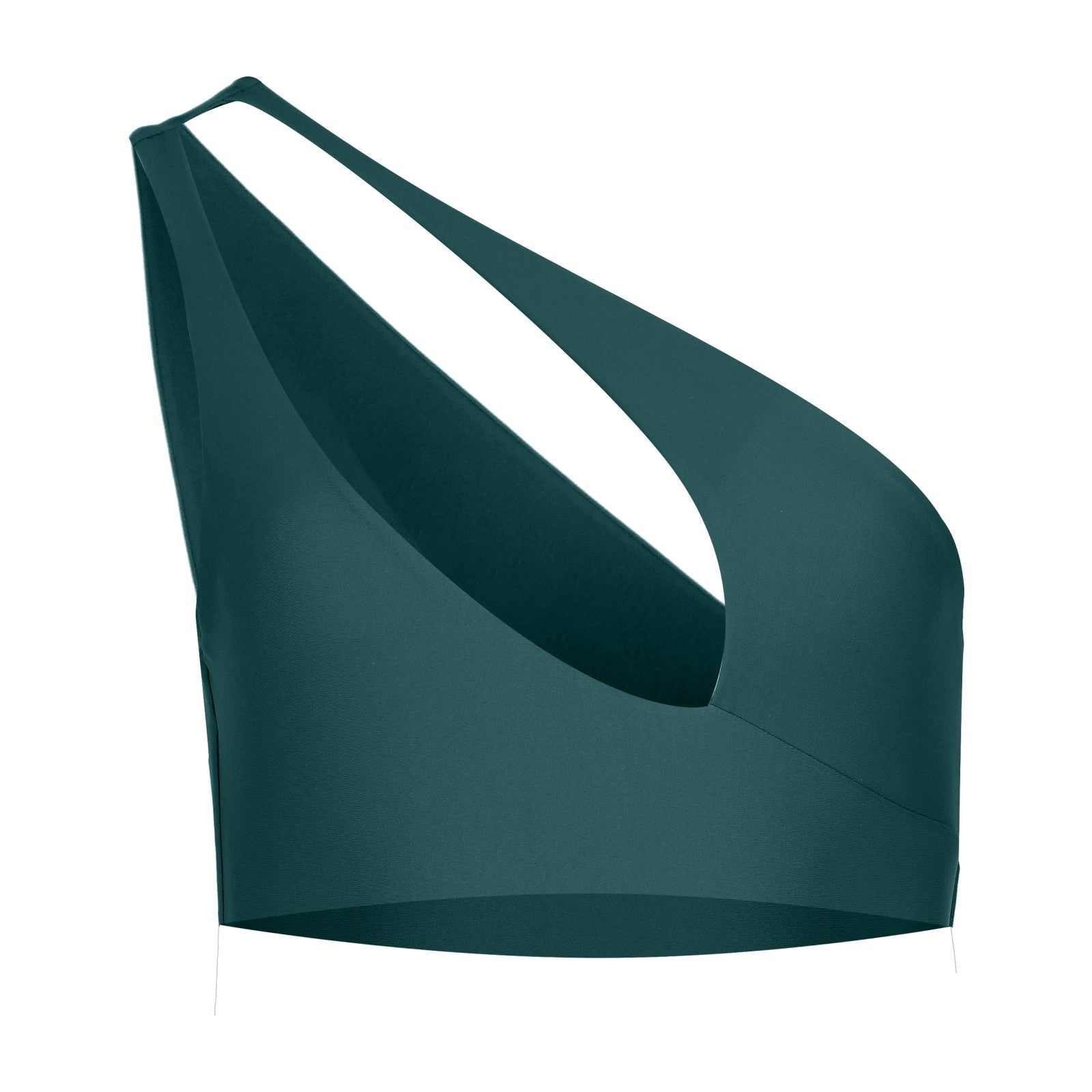 Emerald asymmetrical one-shoulder top on a white background